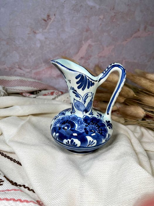 Holenderska porcelana dzbanek wazon Delft vintage kobalt