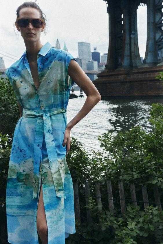 Сукня середньої довжини зі 100% штапельної бавовни ZARA