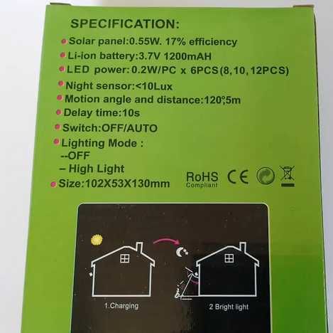 Фасадний Навісний світильник ліхтар з датчиком руху і сонячною панеллю