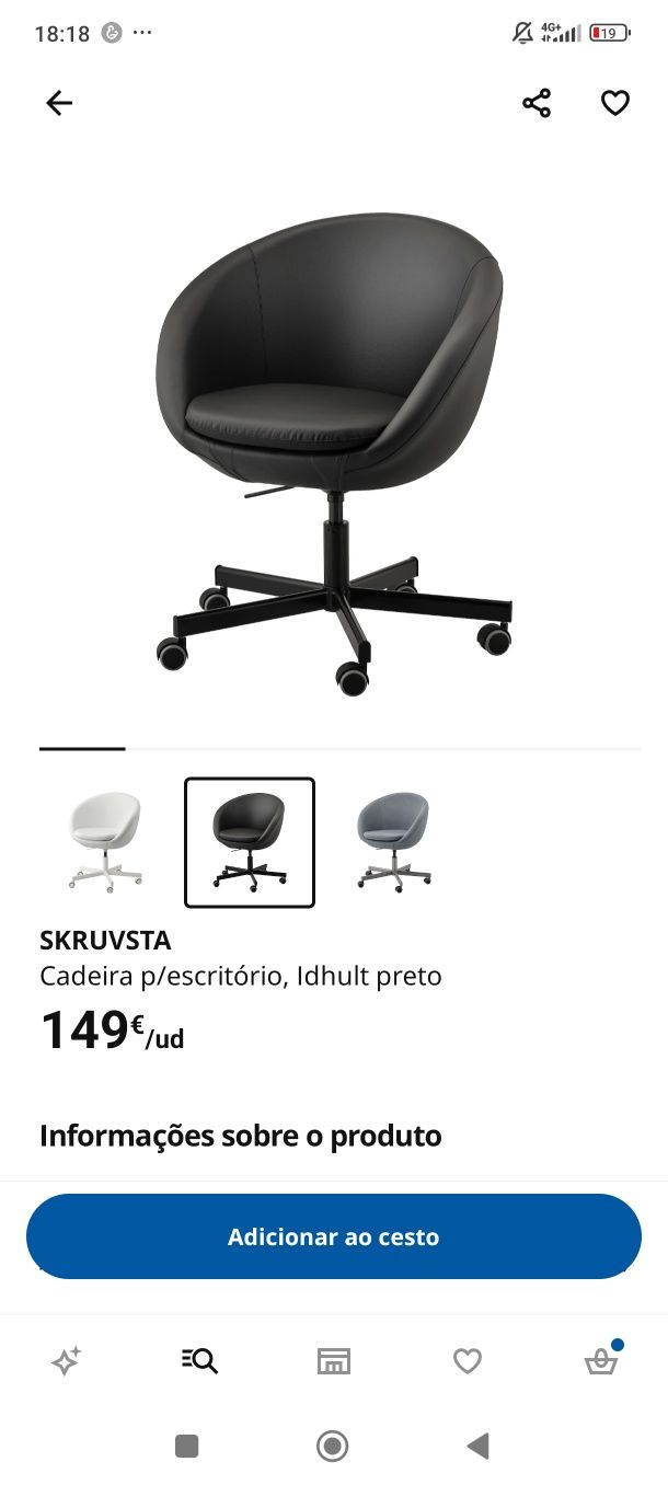 Cadeira escritório preta