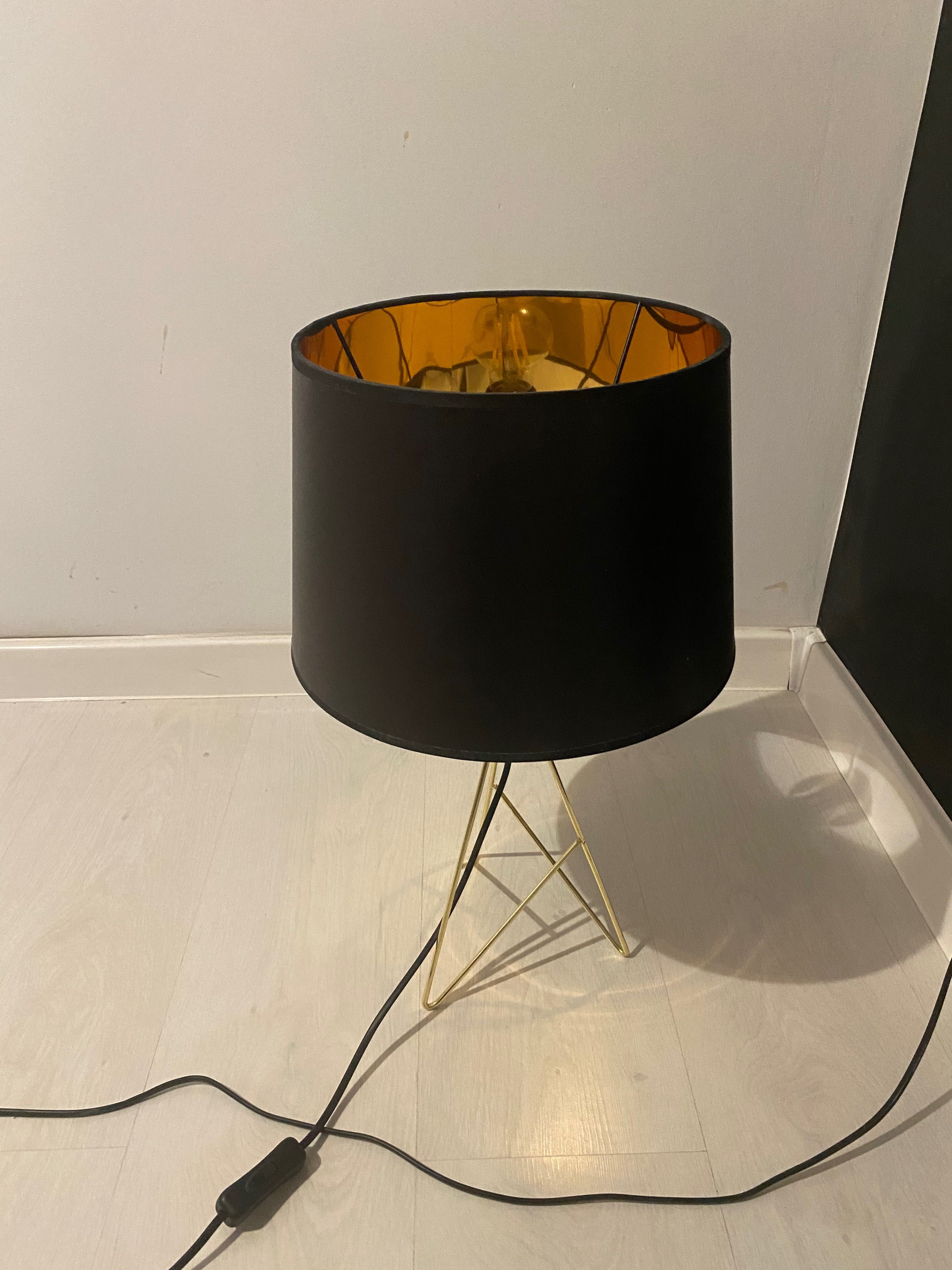 Lampa lampka stołowa czarno złota czarny złoty