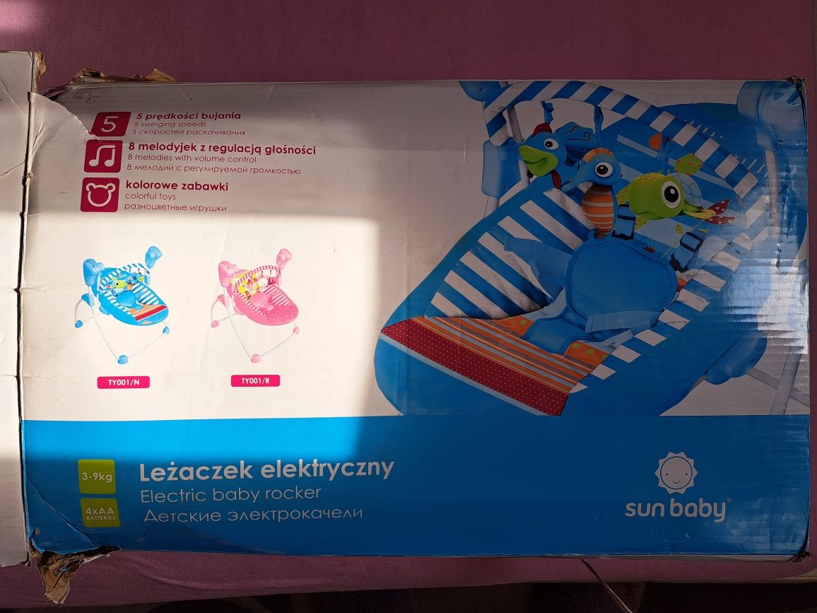 SUN BABY Leżaczek bujaczek elektryczny różowy