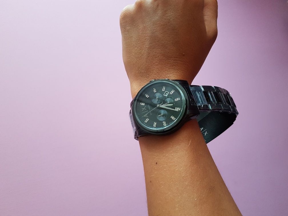 Czarny oryginalny zegarek Armani Exchange, nowy w pudełku