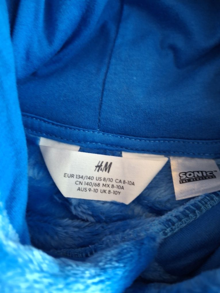 H&M New Bluza SONIK! Chłopięca! Pluszowa! Aplikacja 3D! Kaptur 134/140