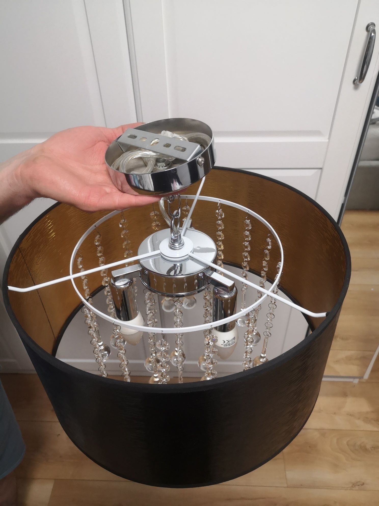 Lampa glamour czerń złoto 40cm ITALUX