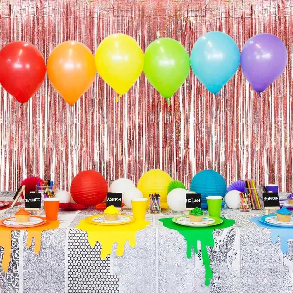 6x Brokatowa Kurtyna Różowe zasłony lamele Party Panieński Urodziny
