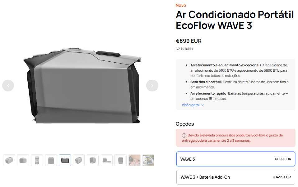 Ar Condicionado Portátil EcoFlow WAVE 3