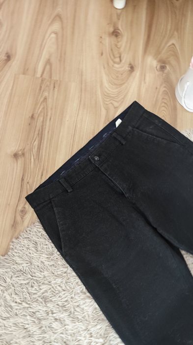 Spodnie męskie casualowe eleganckie szare w kratę ciepłe L na 34/34