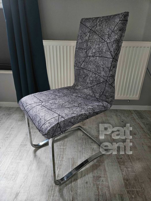 Pokrowce na krzesła elastyczne 6 sztuk wzór szary