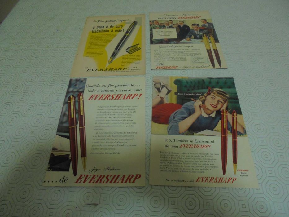 Publicidades de Canetas Eversharp dos anos 40 todas diferentes
