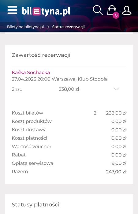 Bilety Kaśka Sochacka Warszawa