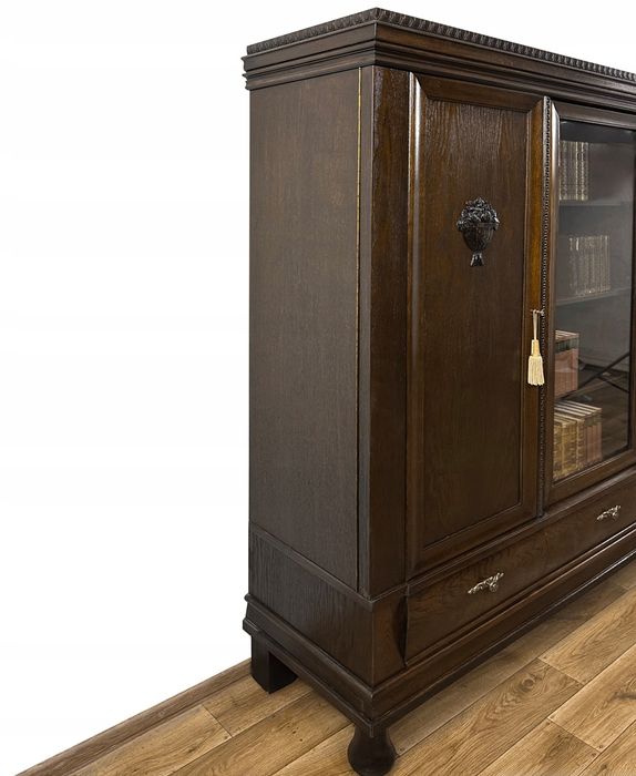 BIBLIOTEKA gabinetowa ANTYK WITRYNA szafa rzeźby z owocami 3 szuflady