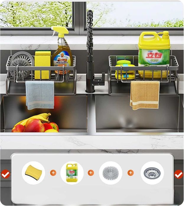 Organizer do Zlewozmywaka Ze Stali Nierdzewnej, czarny