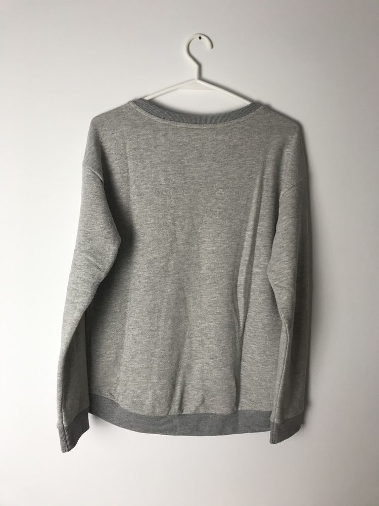Szara ciepła bluza z haftem wyszyte serce basic casual minimal jesień