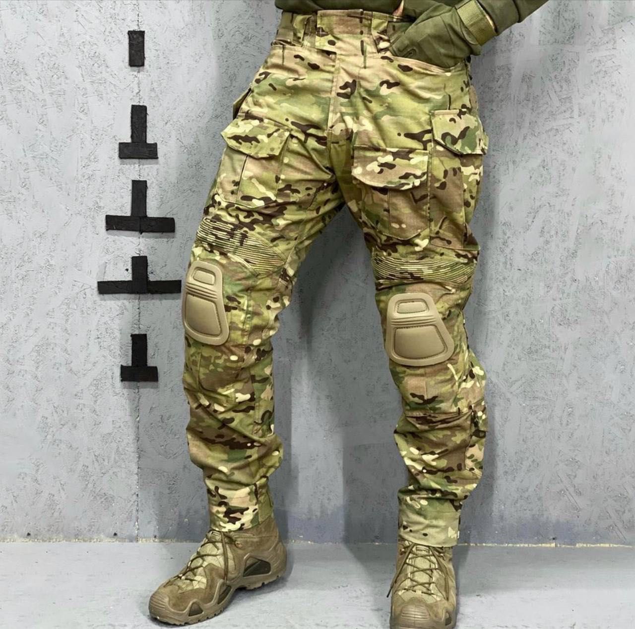 Тактичні військові штани Idogear камуфляж мультикам з наколінниками