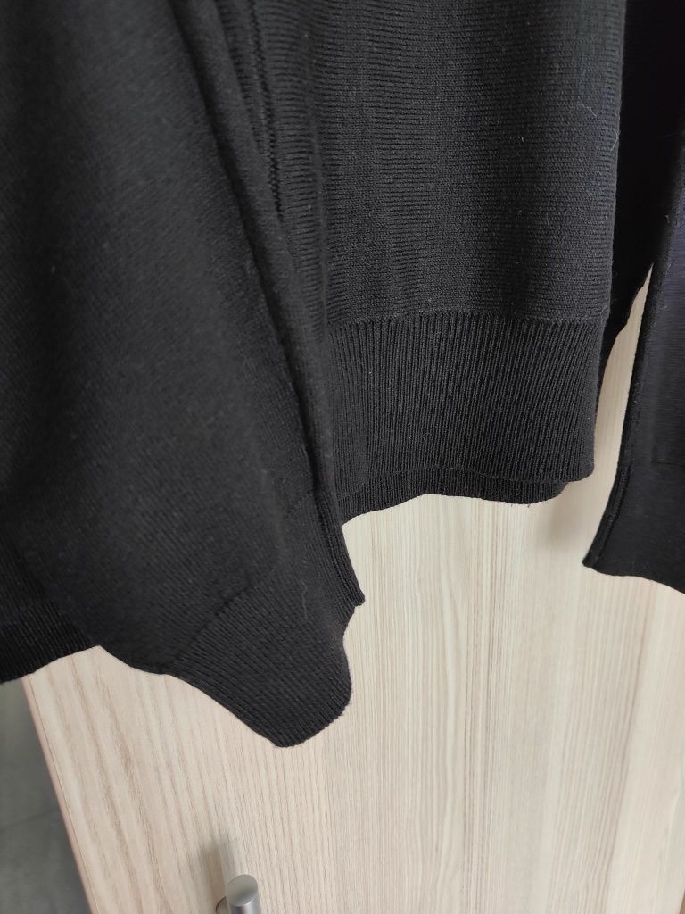 Czarny cienki sweter ze stójką, H&M, r. xS, z wiskozą, z wełną, lekki,