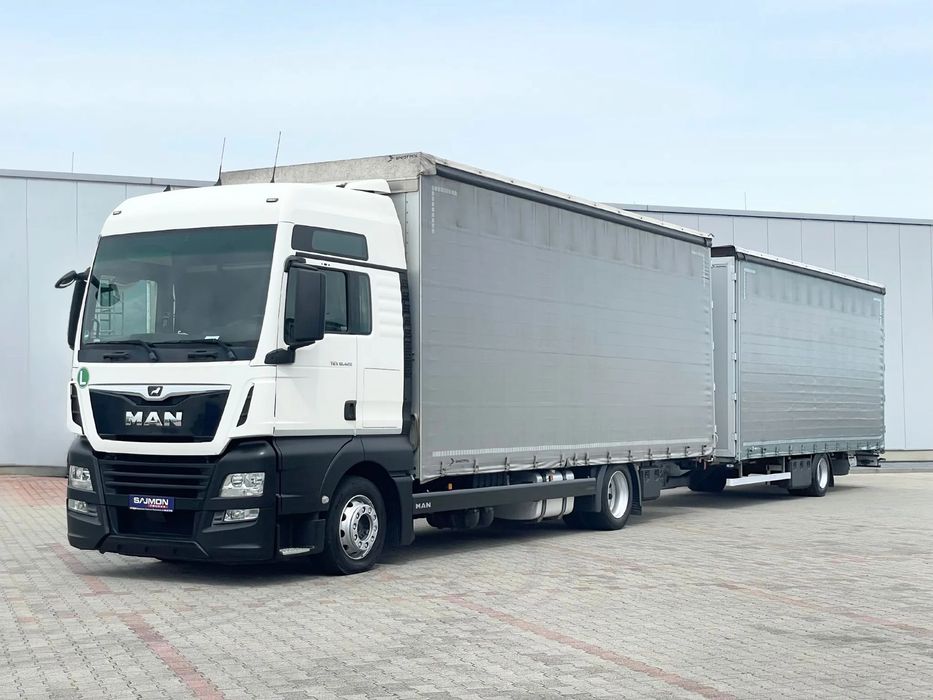 MAN TGX 18.420 / PRZEJAZDOWY / ZESTAW TANDEM 120M3 / 7,75 M + 7,75 M  przyczepa 2019 pierwszy właściciel salon Polska