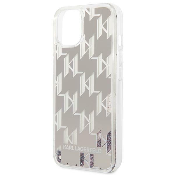 Etui Karl Lagerfeld Liquid Glitter Monogram iPhone 14 6,1" Silver