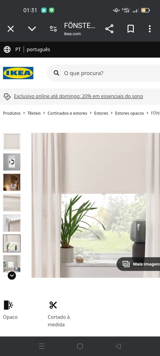 Estores de correr opaco, bege IKEA. NOVO