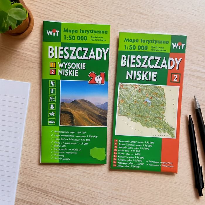 Mapa turystyczna Bieszczady – komplet 2w1