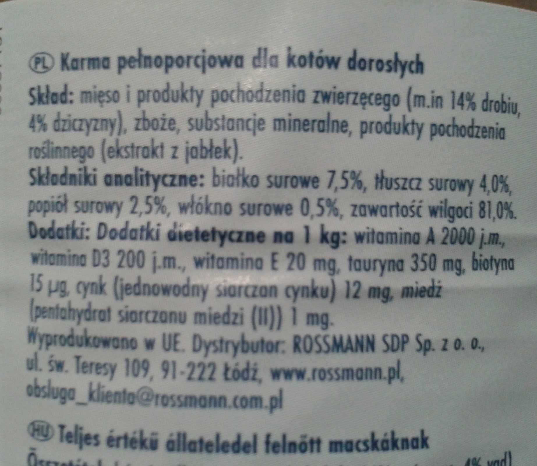 Winston Karma dla kotów bez cukru DRÓB z DZICZYZNĄ puszka 5 x 400g