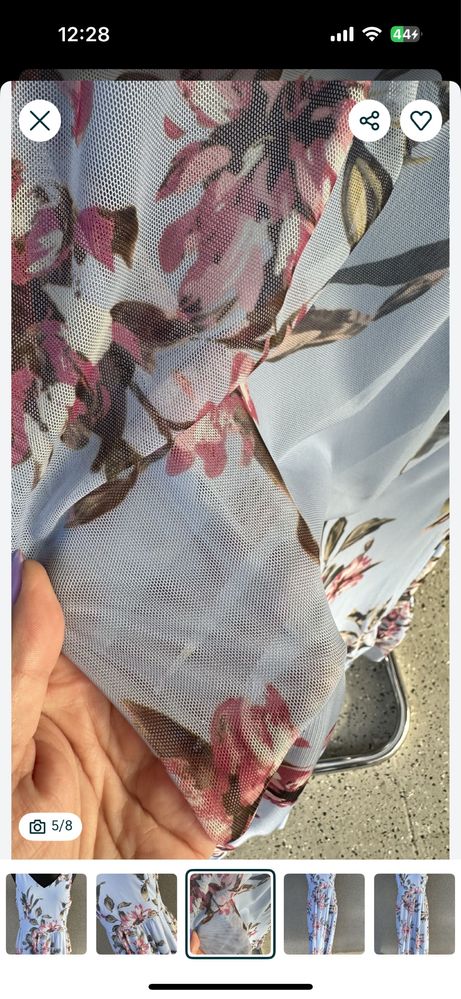 Sukienka maxi dluga w kwiaty blekitna