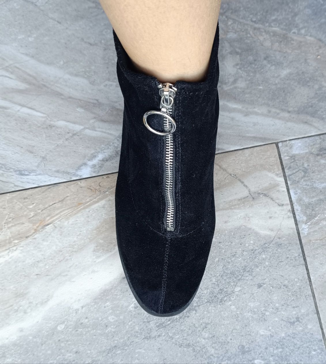 Reserved czarne botki 41 42 (27,2 cm) grunge punk platforma eko zamsz