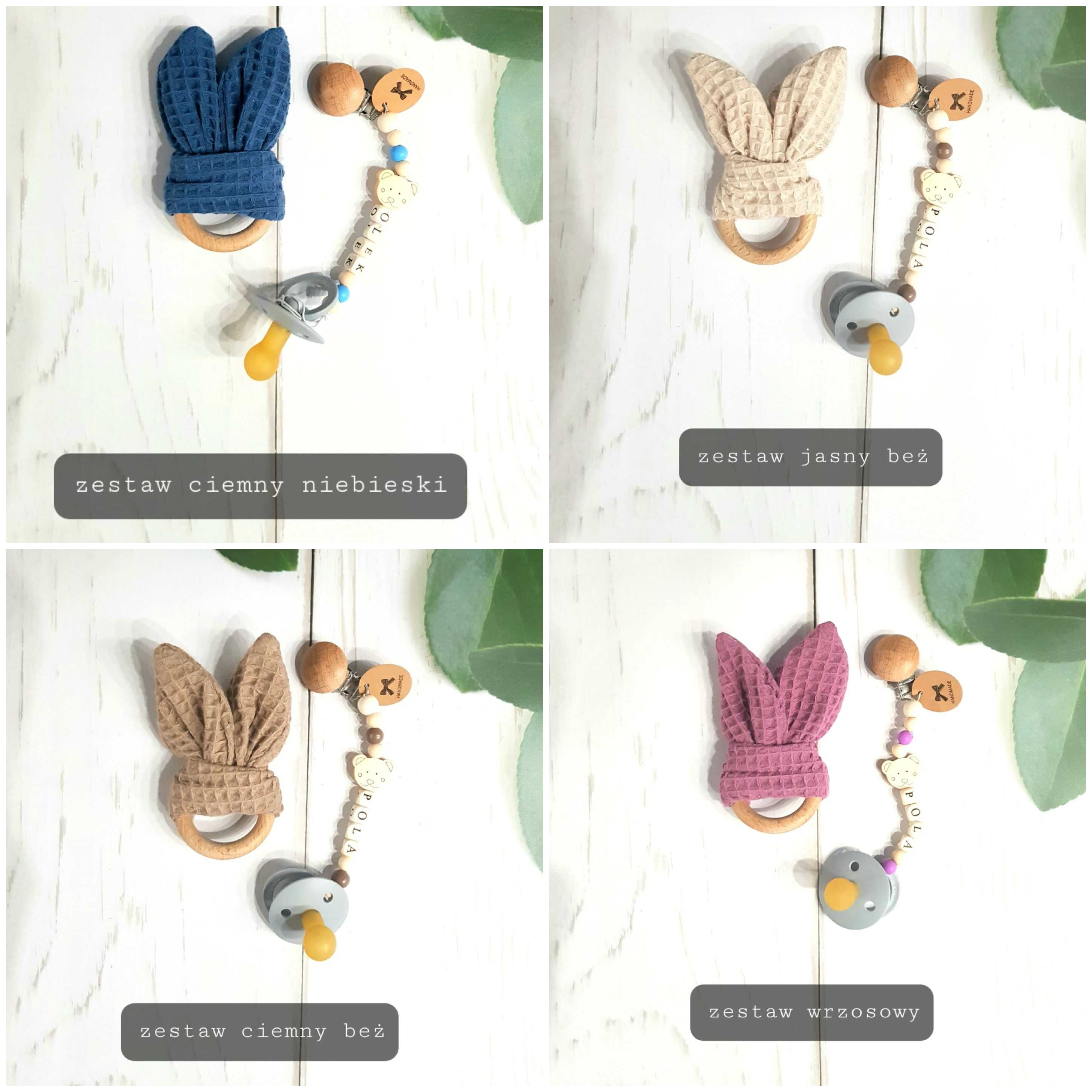 Zawieszka do smoczka i gryzak baby shower dla niemowlaka wafel mięta