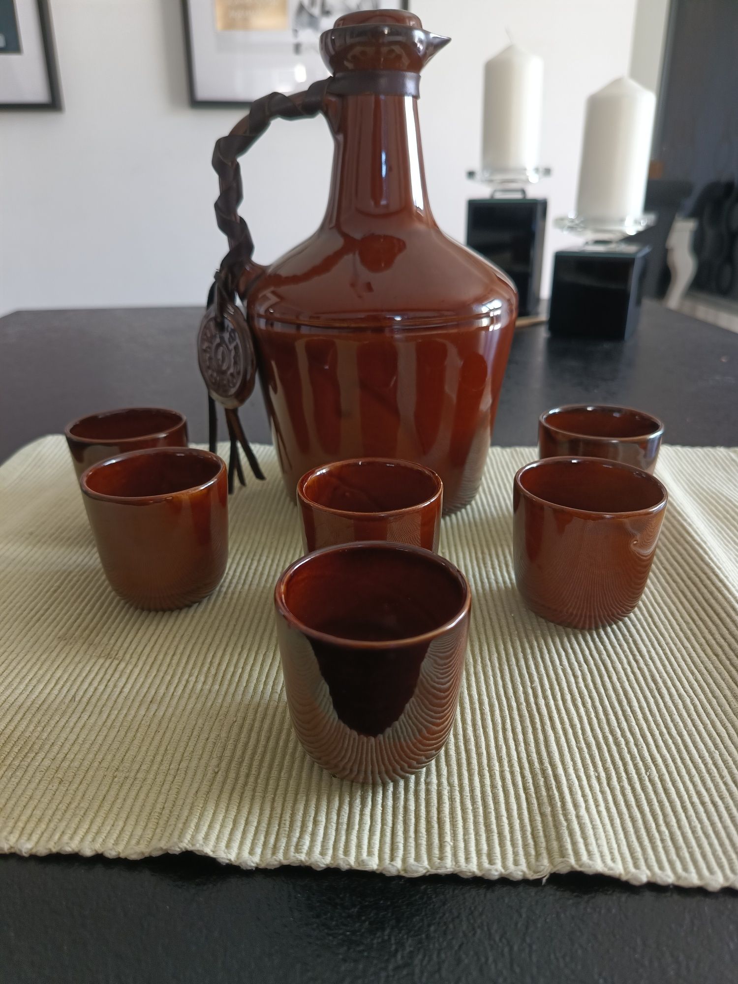 Ceramiczna karafka + 6 kieliszków