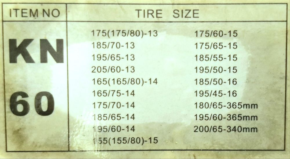 Correntes para neve, usadas uma vez.