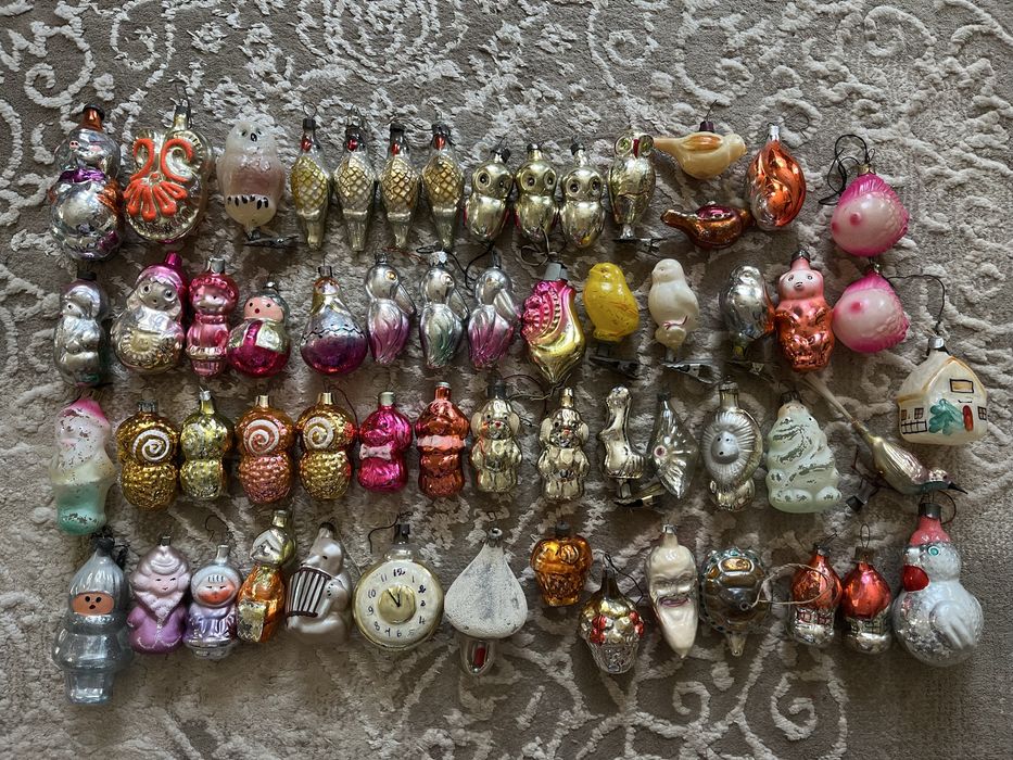 Елочные новогодние игрушки. Дед Мороз. Снегурка. СССР.