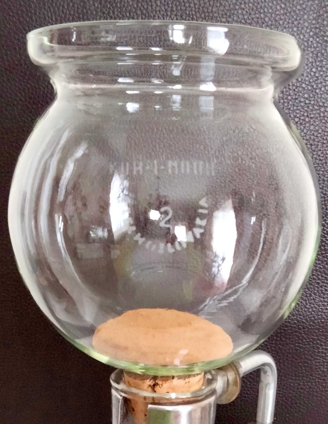 Máquina de café de balão antiga em vidro e metal, 500ml