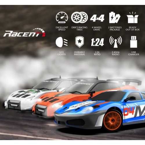 Racent model samochodu Drift King biały 1/24 4wd - silnik szczotkowy