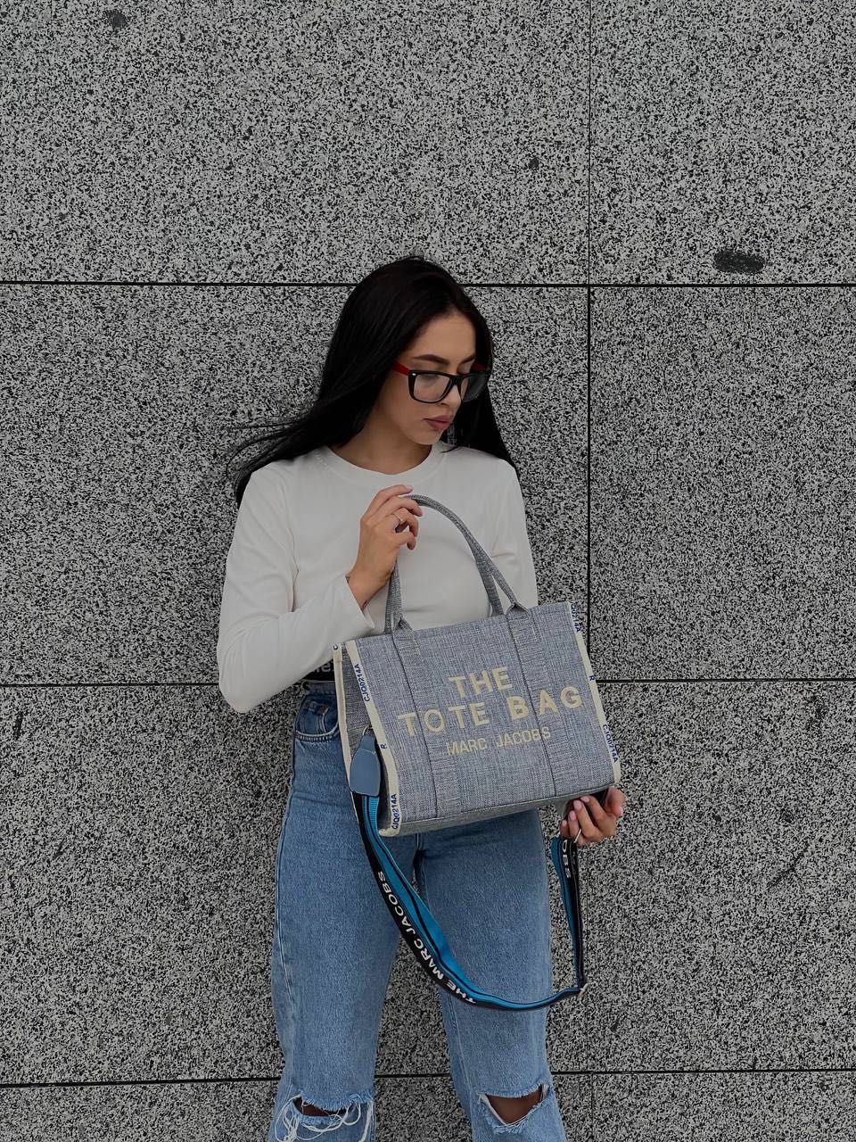 Medium Tote Bag Jeans Damska torebka , nerka torba na pasku