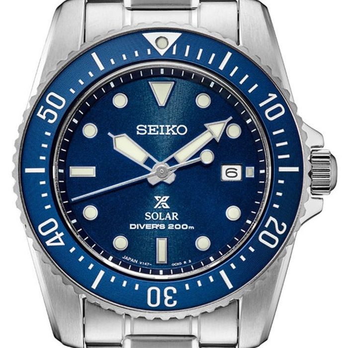 Seiko Prospex V147-0CS0 Solar Diver 200m 38mm szafir stal granatowa ta