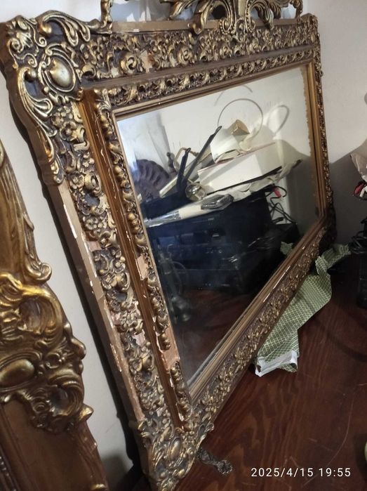 Espelho antigo en talha dourada