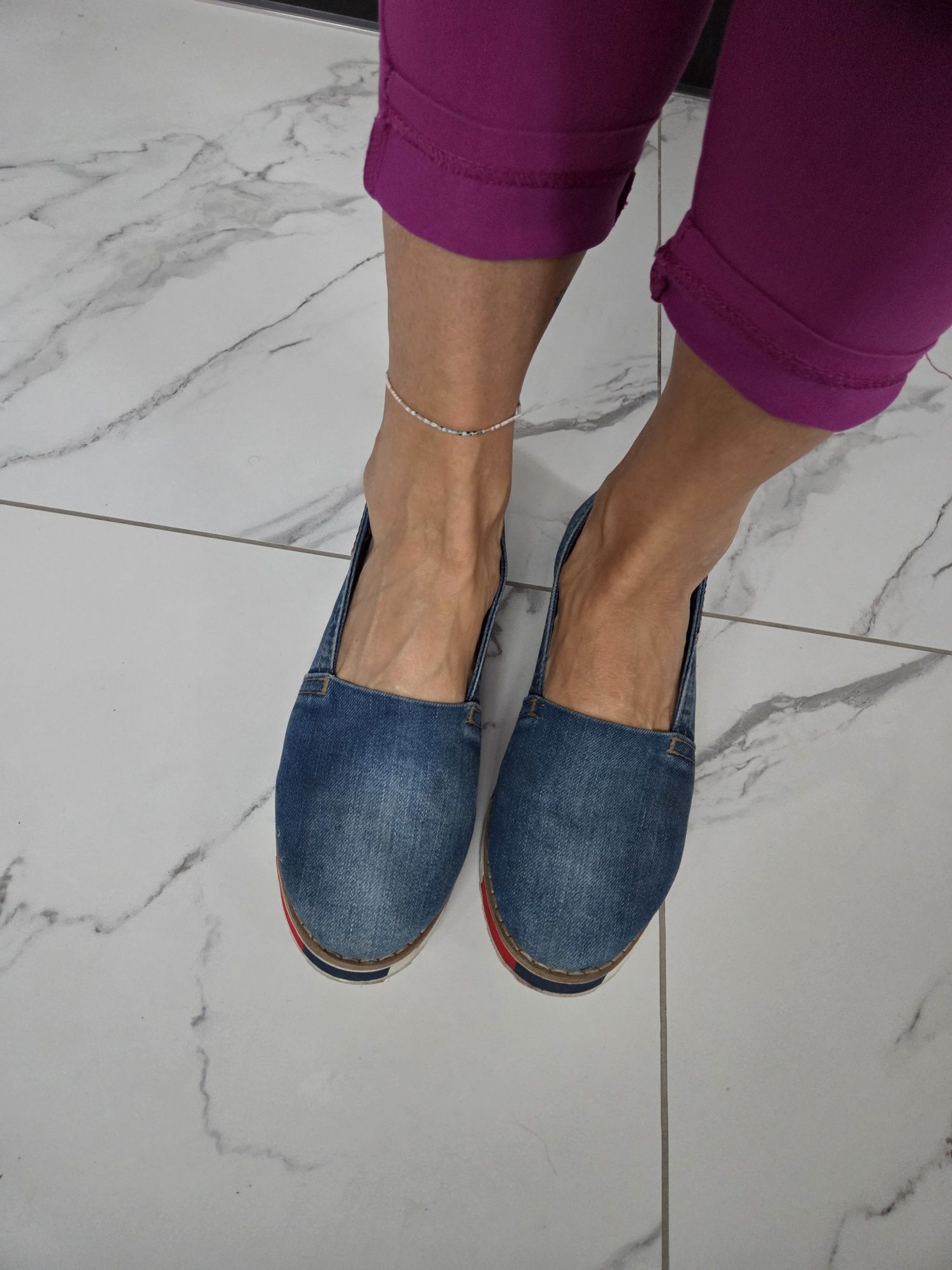 Jeansowe półbuty baleriny Espadryle Langier 41