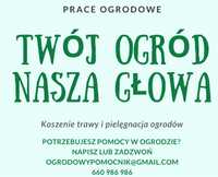 Prace ogrodowe, koszenie trawy, opryski