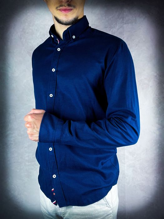 Nowa Stylowa Męska Granatowa Koszula «Ralph Lauren» z Bawełny / S