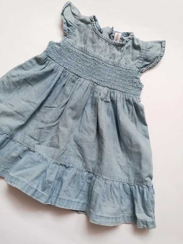 Niebieska sukienka niemowlęca letnia z krótkim rękawem Coccodrillo 68