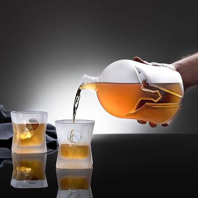 Zestaw karafka do whisky drinków wina barowy 2 szklanki podstawka 1.4L