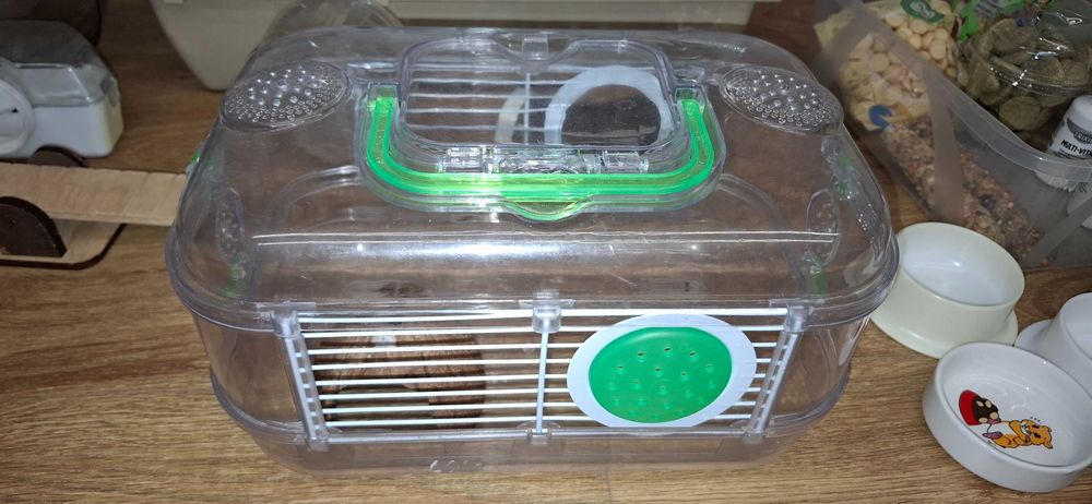 klatka dla chomika, zabawki, pożywienie, transporter super stan