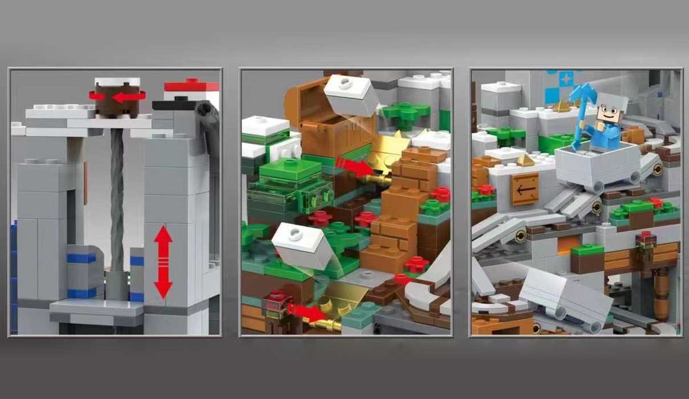 Огромный Лего Майнкрафт Горная пещера, 1000 деталей. MINECRAFT