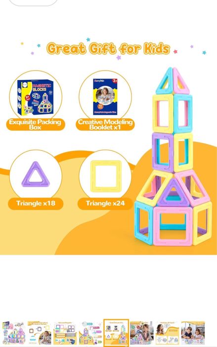 Klocki magnetyczne dla dzieci 42 sztuki dla 3 4 5 6 7 8 lat