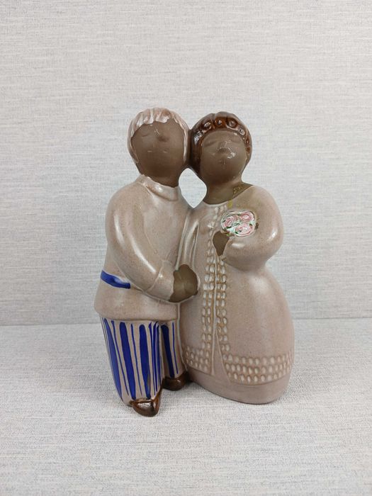 Ceramiczna figurka zakochanej pary Szkliwiona JIE Gantofta Szwecja