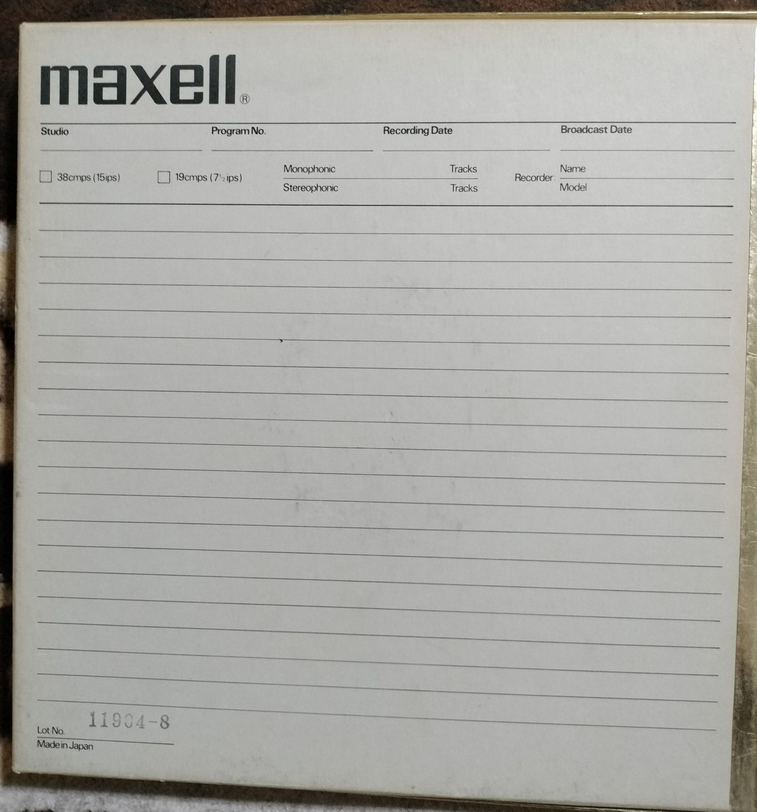 Oryginalna szpula 26.5 cm Maxell z org.  taśmą LOW NOISE.