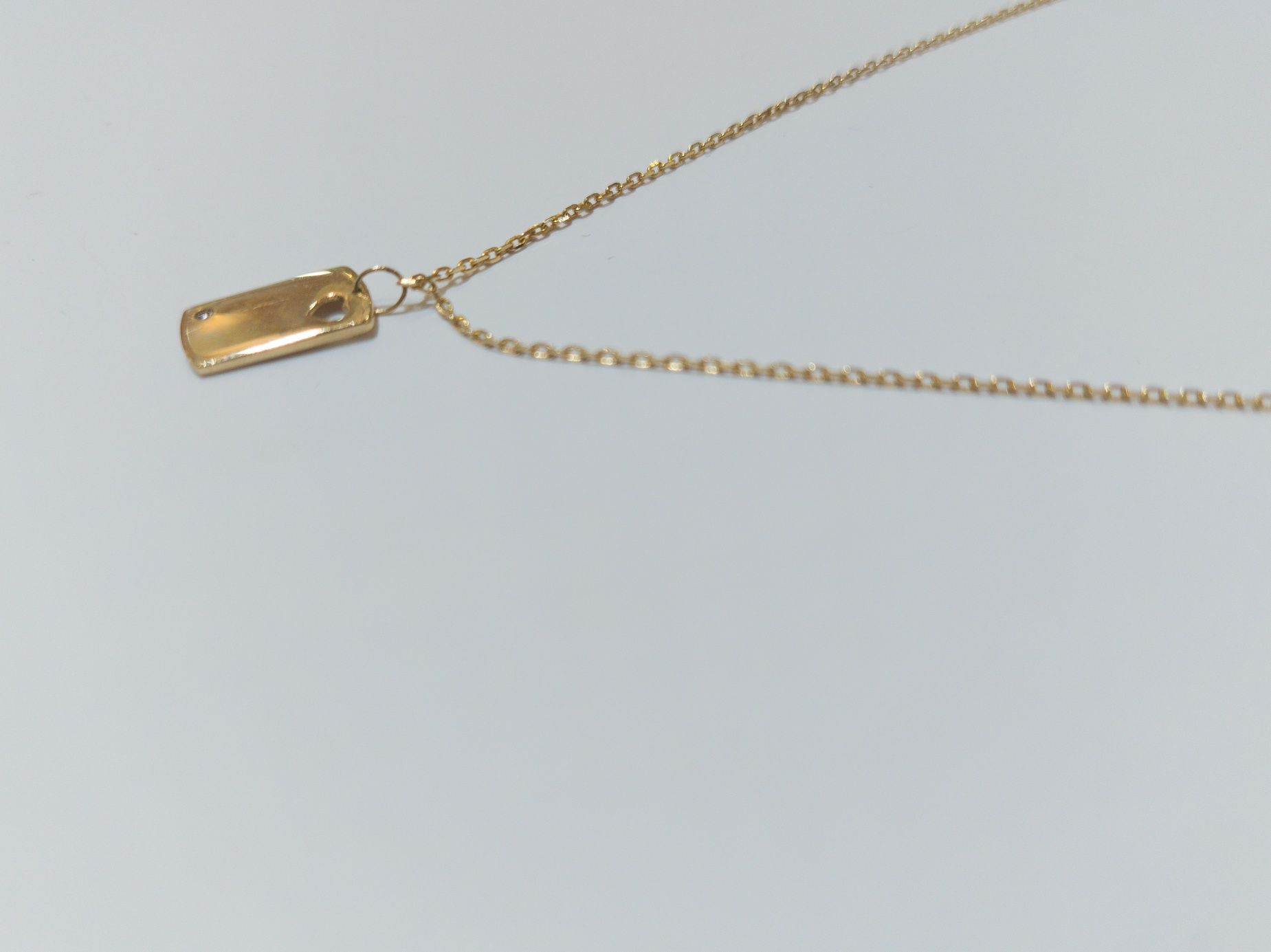 Złoty naszyjnik, delikatny łańcuszek z blaszką, próba 585