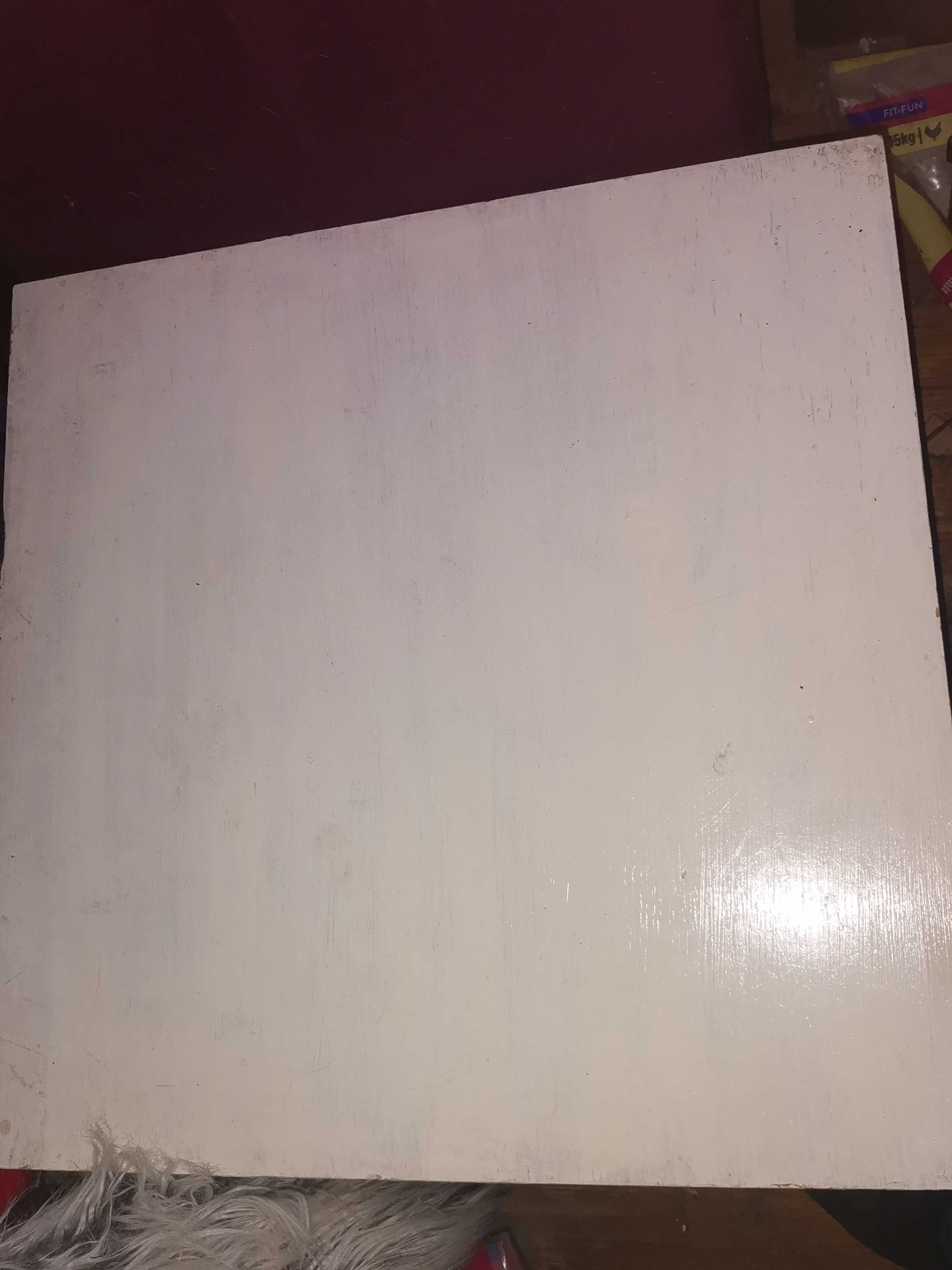 Ława niski stół szafka kwadratowy, biały na kółkach 70x70x46 wys