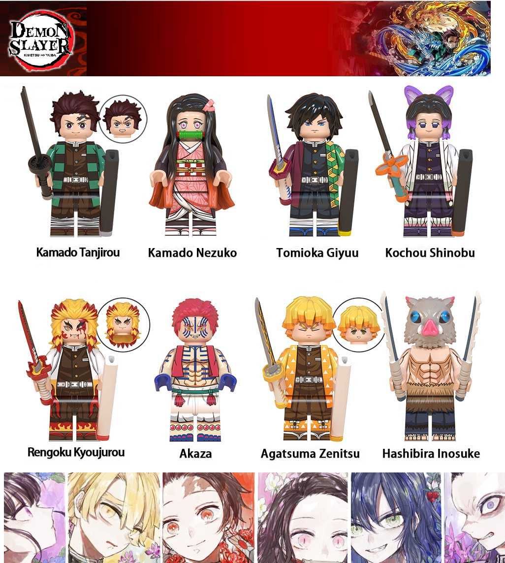 Coleção de bonecos minifiguras Demon Slayer nº3 (compatíveis Lego)