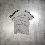 MĘSKA Sportowa Szara Koszulka Bawełna 3 Paski Adidas Male Logo Casual